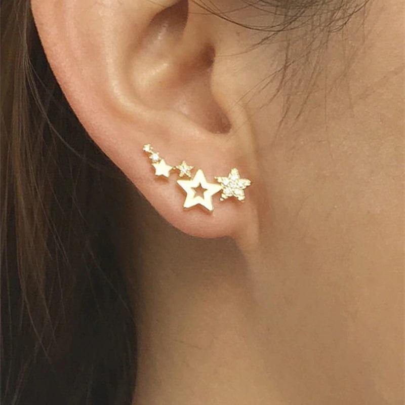 meteor earrings, star jewelry silver star earrings