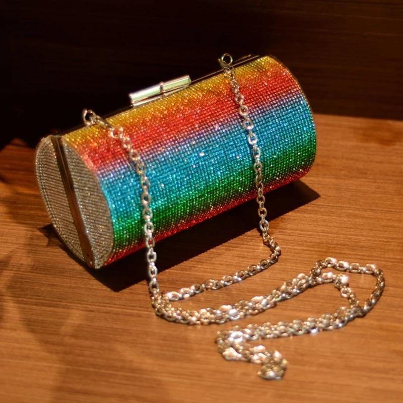 rainbow rhinestone handbag