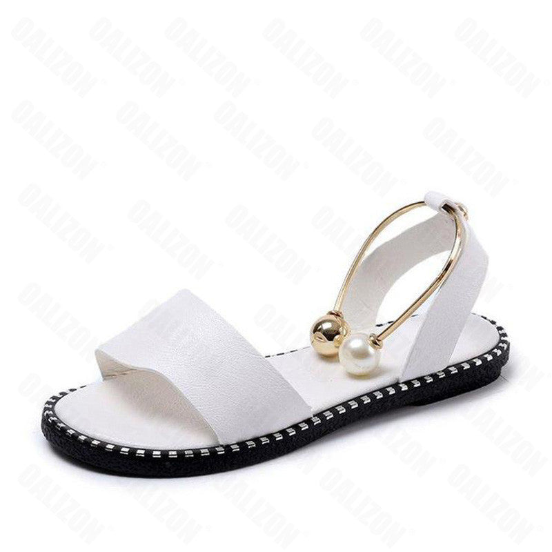Summer Women Beaded Pearly Sandals Slippers Shoes